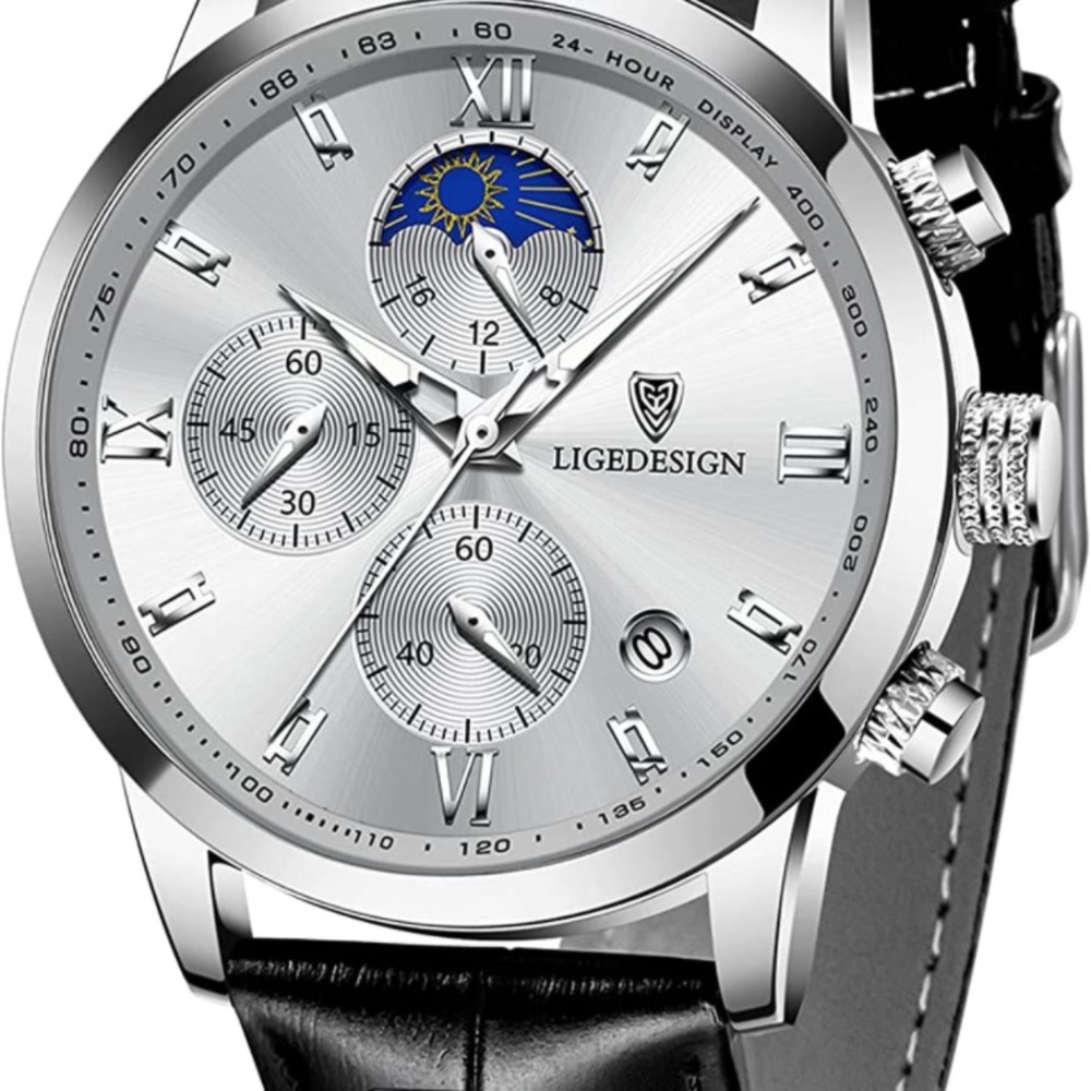 Lige Design Classic Mens Fashion NWT Silver Black